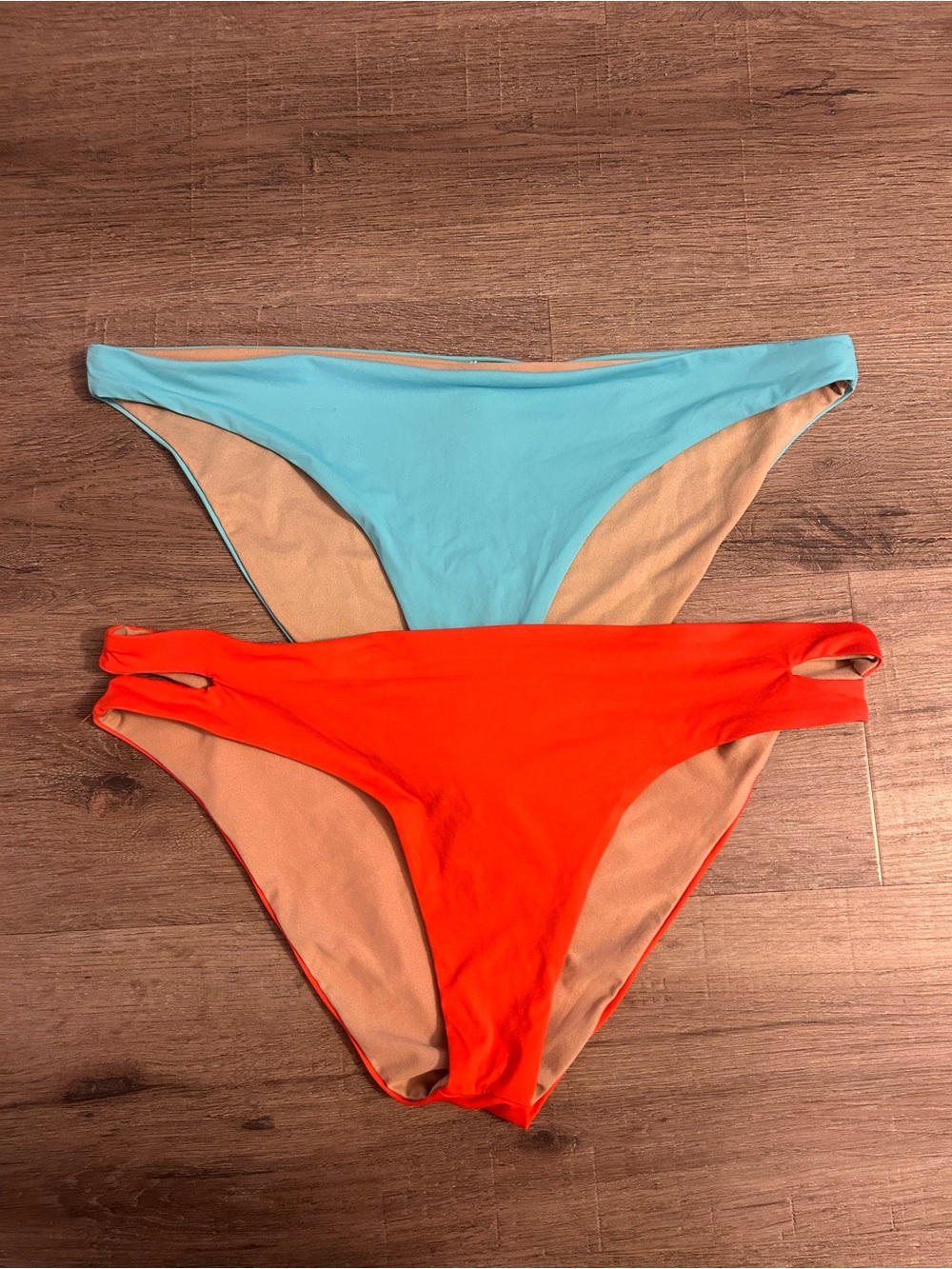 VYB Bikini Bottoms Lot of 2 Womens Size L Aqua Blue & Neon Orange Cheeky NWOT